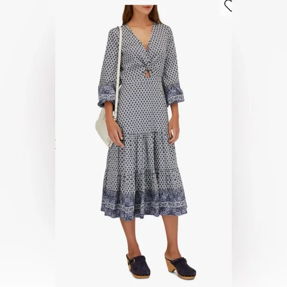 Veronica Beard Blue Patterned Tiered Maxi Dress - Picture 5 of 10